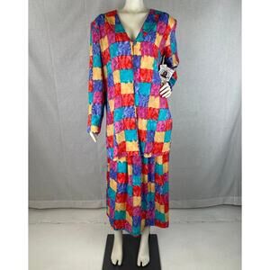 Vintage Anthony Mark Hankins 2-Piece Multicolor Patchwork Print Matching Set NWT
